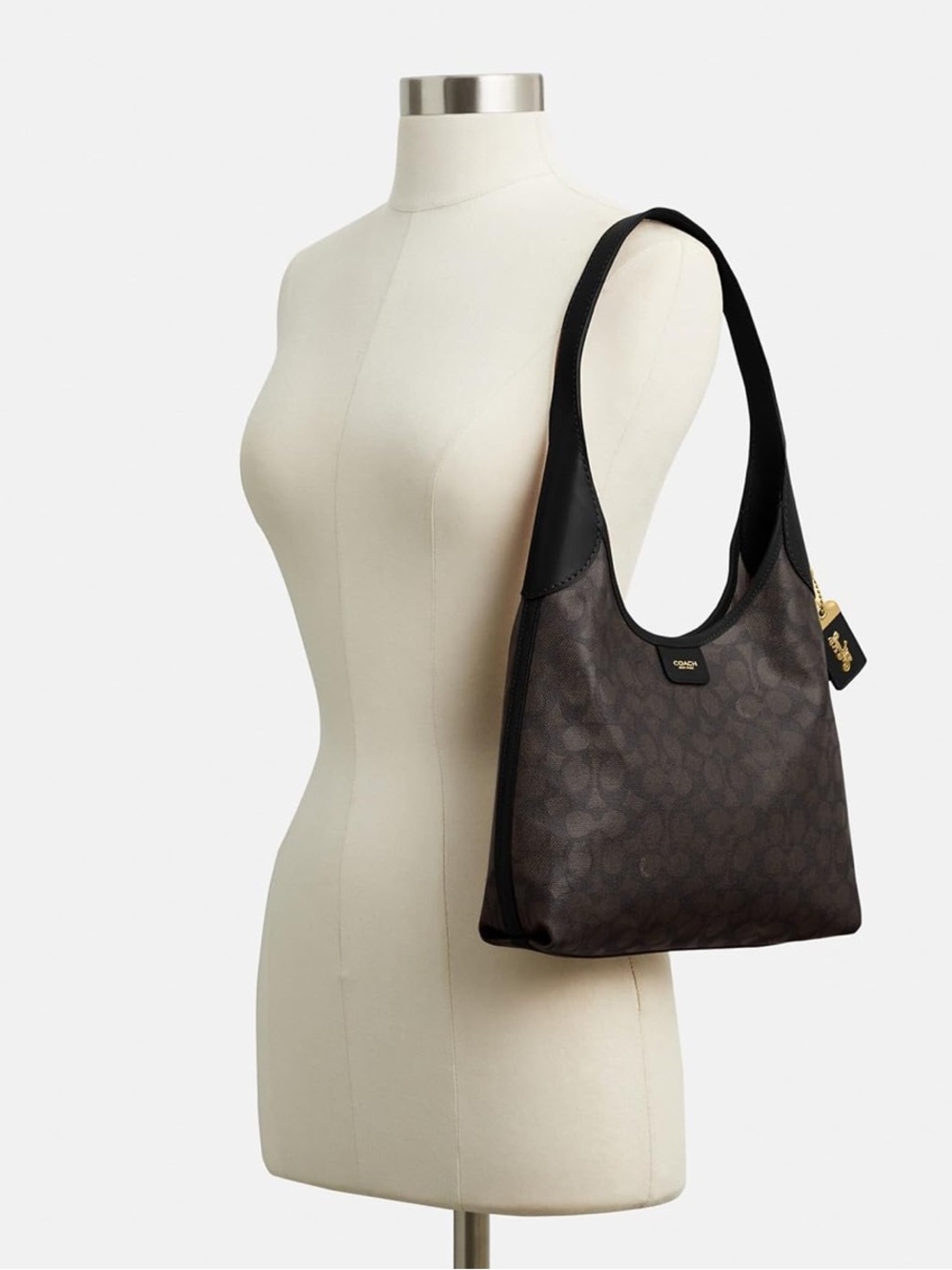 Coach Brown Signature Brooklyn 28 Shoulder Bag with Black Trim and Gold - New - Picture 5 of 5